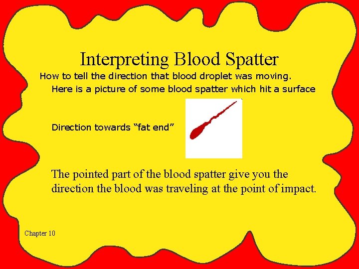 Interpreting Blood Spatter How to tell the direction that blood droplet was moving. Here