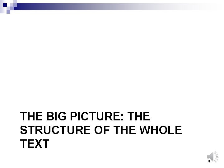 THE BIG PICTURE: THE STRUCTURE OF THE WHOLE TEXT 3 