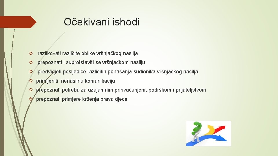 Očekivani ishodi razlikovati različite oblike vršnjačkog nasilja prepoznati i suprotstaviti se vršnjačkom nasilju predvidjeti