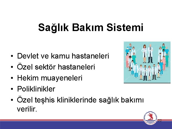 Sağlık Bakım Sistemi • • • Devlet ve kamu hastaneleri Özel sektör hastaneleri Hekim