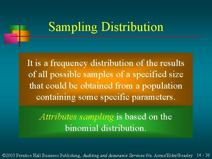 Sampling Distribution It is a frequency distribution of the results of all possible samples