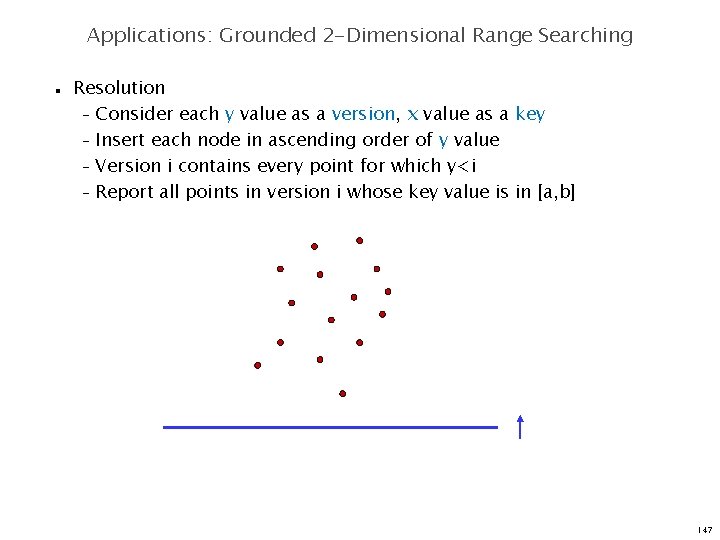 Applications: Grounded 2 -Dimensional Range Searching n Resolution – Consider each y value as