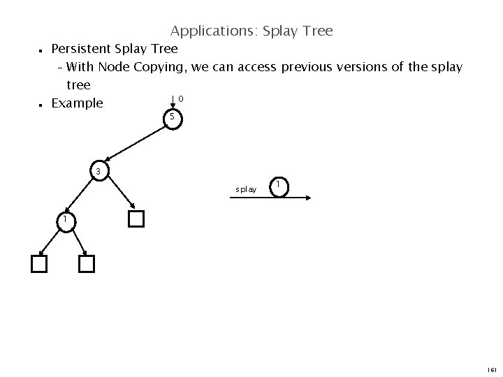 Applications: Splay Tree n n Persistent Splay Tree – With Node Copying, we can