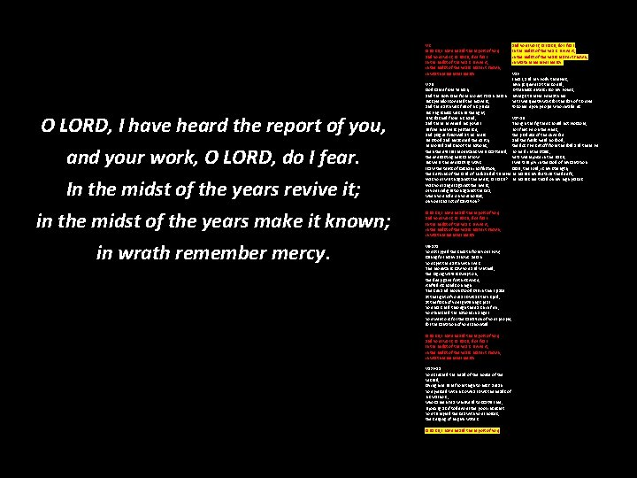 V 2 O LORD, I have heard the report of you, and your work,