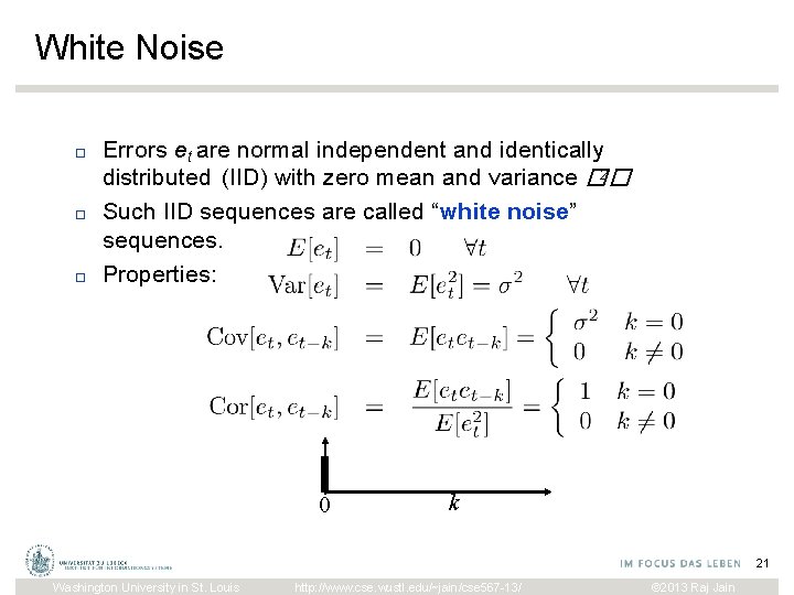 White Noise □ □ □ Errors et are normal independent and identically 2 distributed