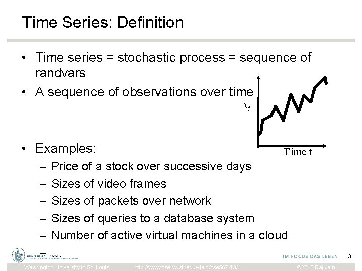 Time Series: Definition • Time series = stochastic process = sequence of randvars •