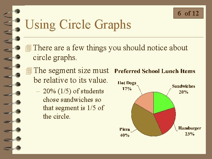 Using Circle Graphs 6 of 12 4 There a few things you should notice Using Circle Graphs 6 of 12 4 There a few things you should notice