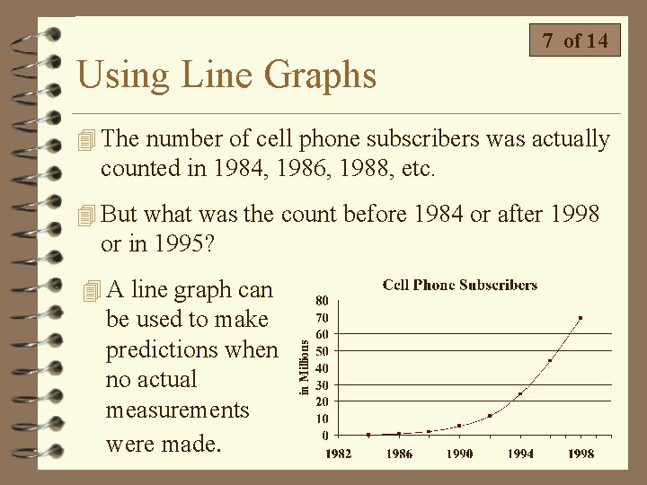 Using Line Graphs 7 of 14 4 The number of cell phone subscribers was Using Line Graphs 7 of 14 4 The number of cell phone subscribers was