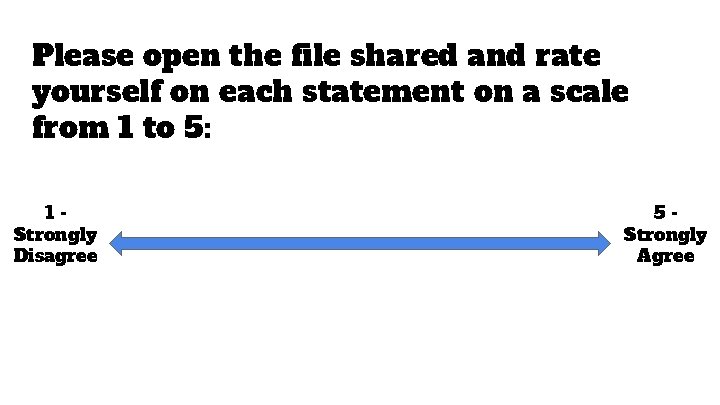 Please open the file shared and rate yourself on each statement on a scale Please open the file shared and rate yourself on each statement on a scale