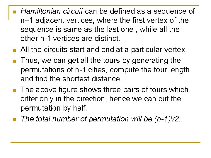 n n n Hamiltonian circuit can be defined as a sequence of n+1 adjacent