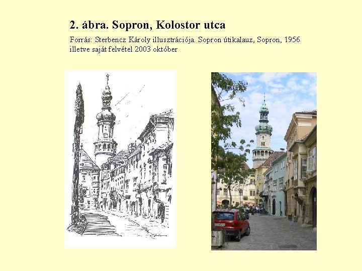 2. ábra. Sopron, Kolostor utca Forrás: Sterbencz Károly illusztrációja. Sopron útikalauz, Sopron, 1956 illetve