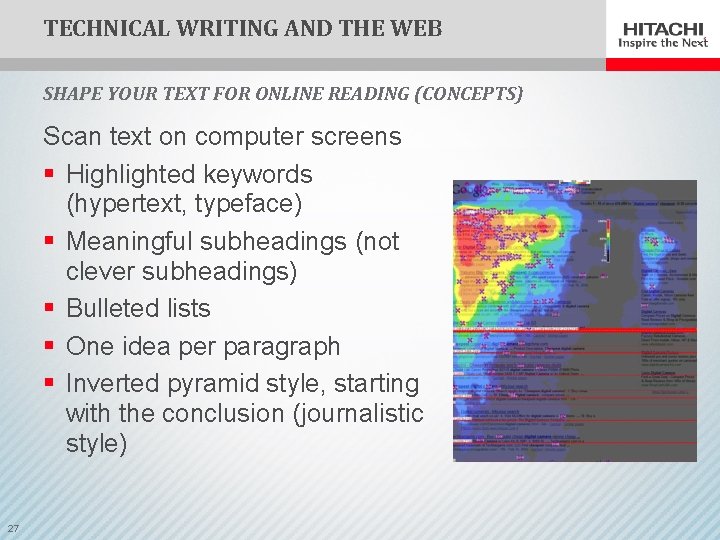 TECHNICAL WRITING AND THE WEB SHAPE YOUR TEXT FOR ONLINE READING (CONCEPTS) Scan text