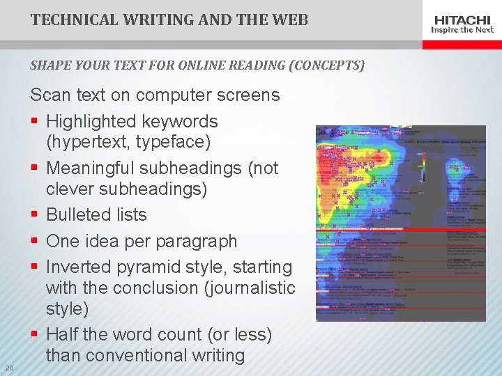TECHNICAL WRITING AND THE WEB SHAPE YOUR TEXT FOR ONLINE READING (CONCEPTS) 28 Scan