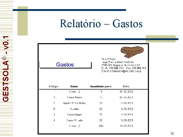 GESTSOLA© - v 0. 1 Relatório – Gastos 38 