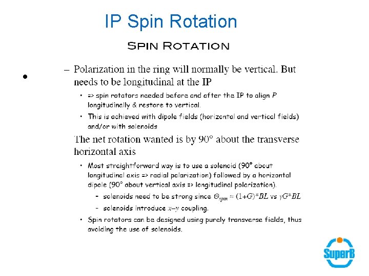 IP Spin Rotation • 