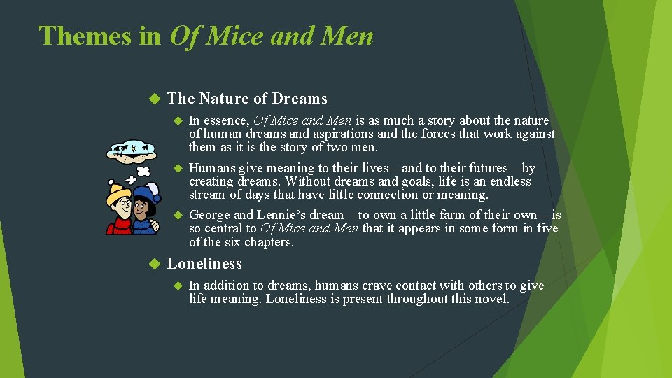 Themes in Of Mice and Men The Nature of Dreams In essence, Of Mice