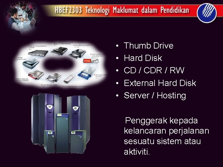  • • • Thumb Drive Hard Disk CD / CDR / RW External