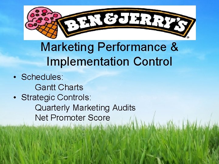 Marketing Performance & Implementation Control • Schedules: Gantt Charts • Strategic Controls: Quarterly Marketing