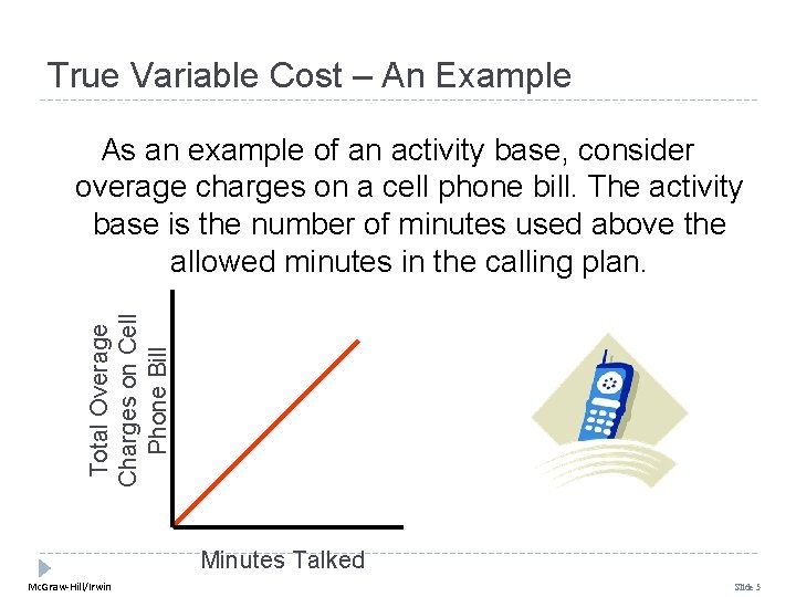 True Variable Cost – An Example Total Overage Charges on Cell Phone Bill As