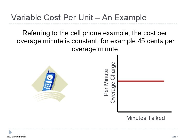 Variable Cost Per Unit – An Example Per Minute Overage Charge Referring to the