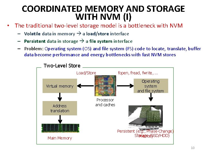 COORDINATED MEMORY AND STORAGE WITH NVM (I) • The traditional two-level storage model is