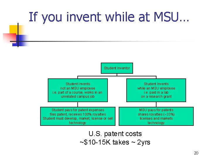 If you invent while at MSU… Student Inventor Student Invents not an MSU employee