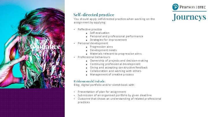Self-directed practice You should apply self-directed practice when working on the assignment by applying: