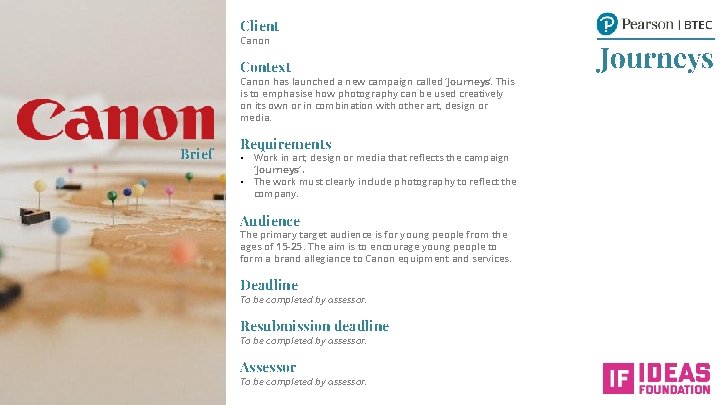 Client Canon Context Canon has launched a new campaign called ‘Journeys’. This is to