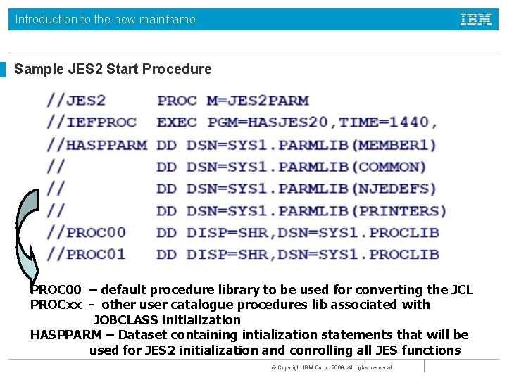 Introduction to the new mainframe Sample JES 2 Start Procedure PROC 00 – default