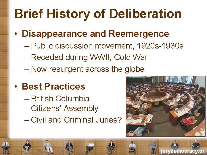 Brief History of Deliberation • Disappearance and Reemergence – Public discussion movement, 1920 s-1930