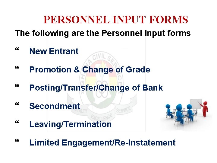 PERSONNEL INPUT FORMS The following are the Personnel Input forms New Entrant Promotion &