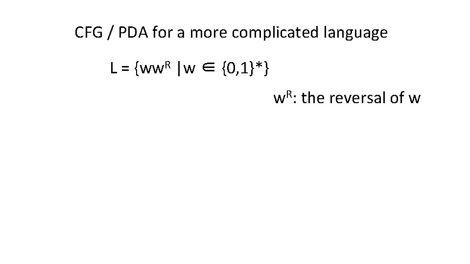 CFG / PDA for a more complicated language L = {ww. R |w ∈