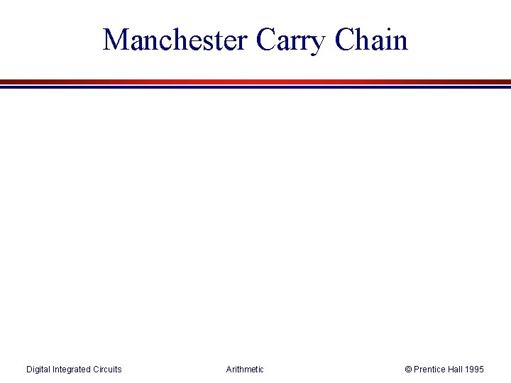 Manchester Carry Chain Digital Integrated Circuits Arithmetic © Prentice Hall 1995 