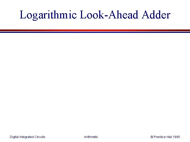 Logarithmic Look-Ahead Adder Digital Integrated Circuits Arithmetic © Prentice Hall 1995 