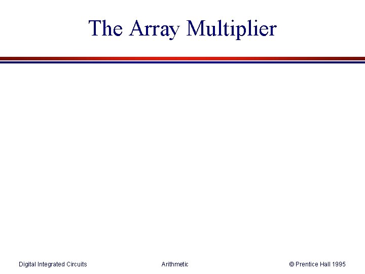 The Array Multiplier Digital Integrated Circuits Arithmetic © Prentice Hall 1995 