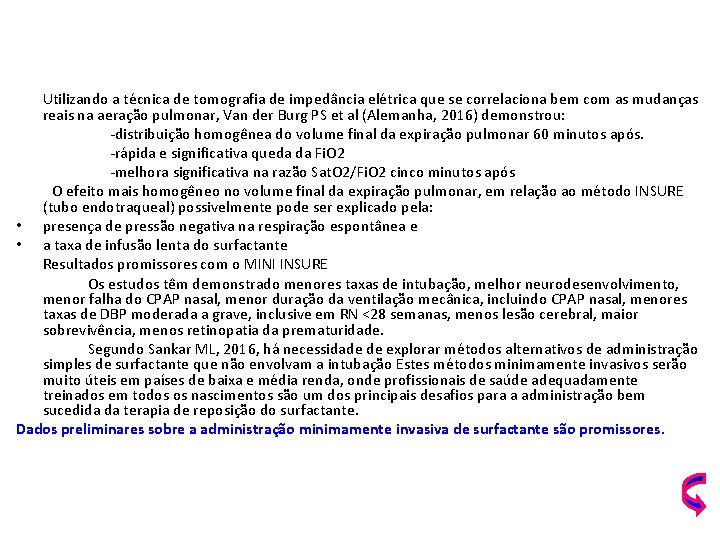 Utilizando a técnica de tomografia de impedância elétrica que se correlaciona bem com as