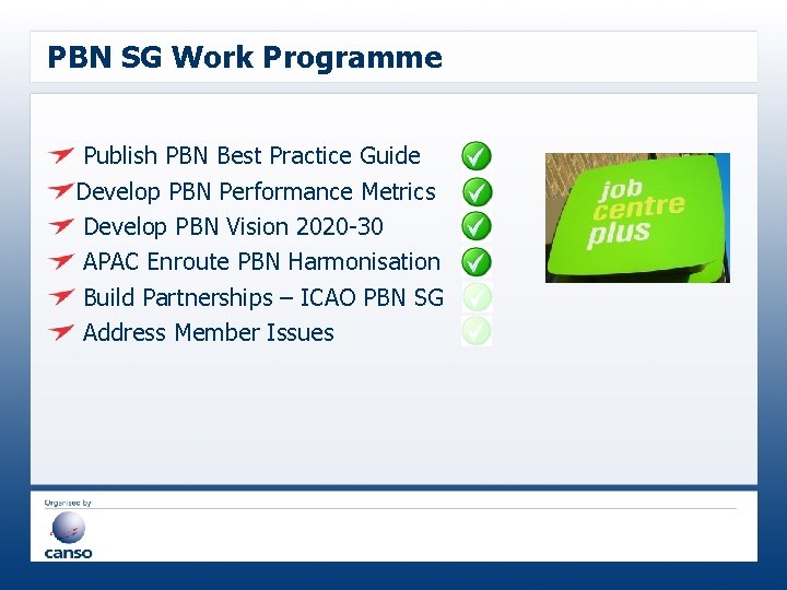 PBN SG Work Programme Publish PBN Best Practice Guide Develop PBN Performance Metrics Develop