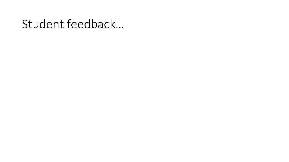 Student feedback… 