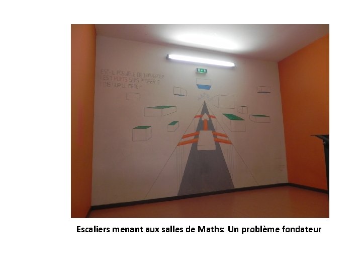 Escaliers menant aux salles de Maths: Un problème fondateur 