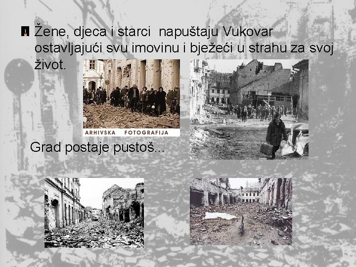 Žene, djeca i starci napuštaju Vukovar ostavljajući svu imovinu i bježeći u strahu za