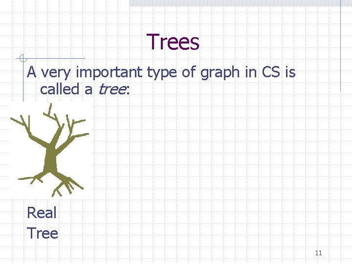 Trees A very important type of graph in CS is called a tree: Real