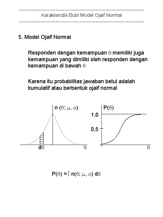 ---------------------------------------Karakteristik Butir Model Ojaif Normal --------------------------------------- 5. Model Ojaif Normal Responden dengan kemampuan memiliki