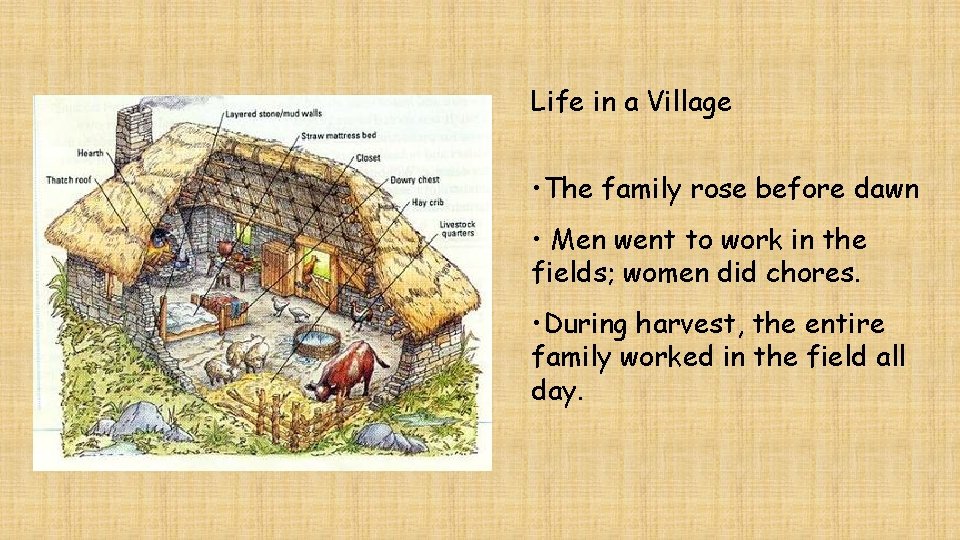 Life in a Village • The family rose before dawn • Men went to