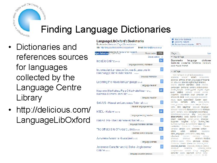 Finding Language Dictionaries • Dictionaries and references sources for languages collected by the Language