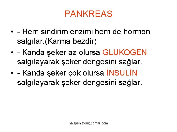 PANKREAS • - Hem sindirim enzimi hem de hormon salgılar. (Karma bezdir) • -