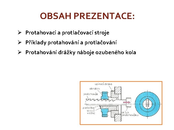 OBSAH PREZENTACE: Ø Protahovací a protlačovací stroje Ø Příklady protahování a protlačování Ø Protahování