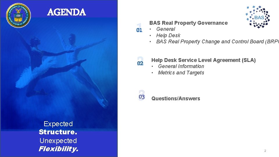 AGENDA AENDA 101 BAS Real Property Governance • General • Help Desk • BAS