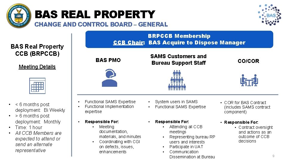 BAS REAL PROPERTY CHANGE AND CONTROL BOARD – GENERAL BRPCCB Membership CCB Chair: BAS