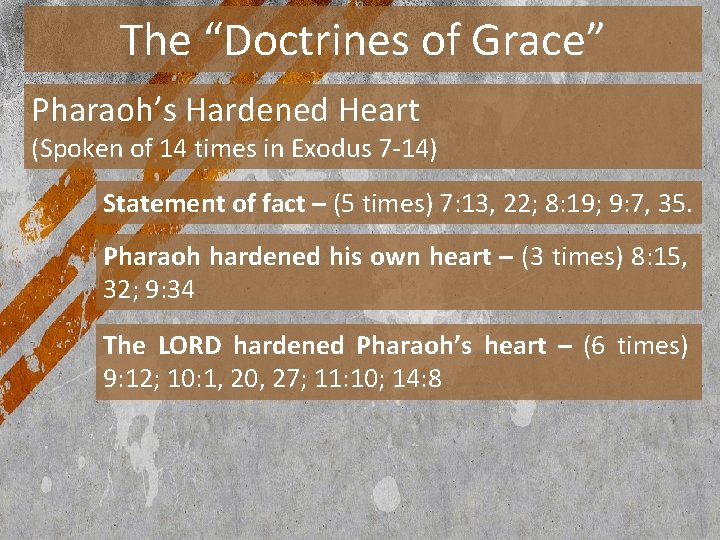 The “Doctrines of Grace” Pharaoh’s Hardened Heart (Spoken of 14 times in Exodus 7