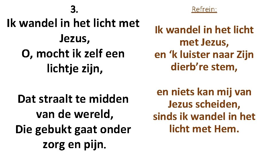 3. Ik wandel in het licht met Jezus, O, mocht ik zelf een lichtje